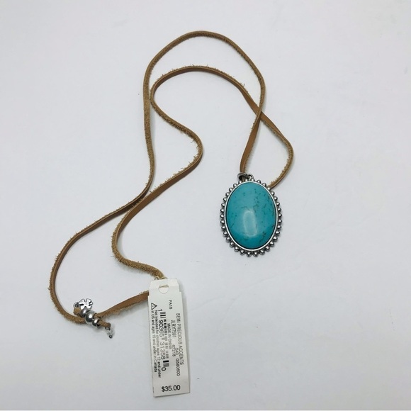 PRICE IS FIRM - LUCKY BRAND Suede Turquoise Pendant Necklace - Picture 1 of 4